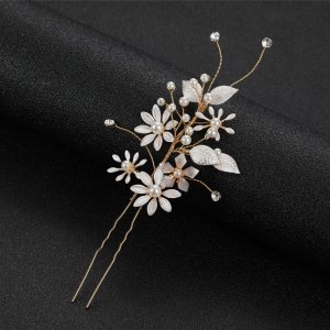 2 piece Floral Painted Oil U-shaped Hairpin